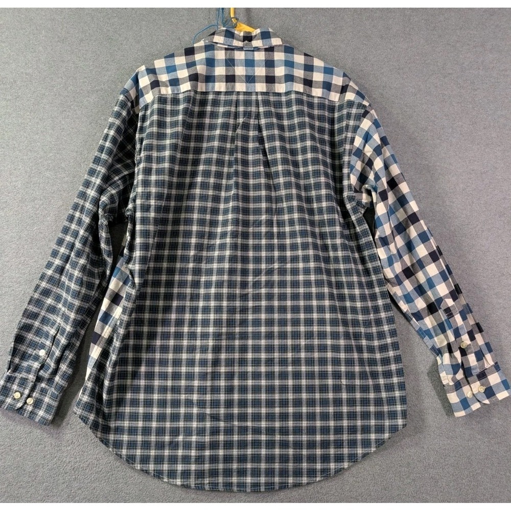 Tommy Hilfiger Mens Large Patchwork Plaid Shirt VTG Y2K Blue Button Down Cottage - Picture 2 of 10